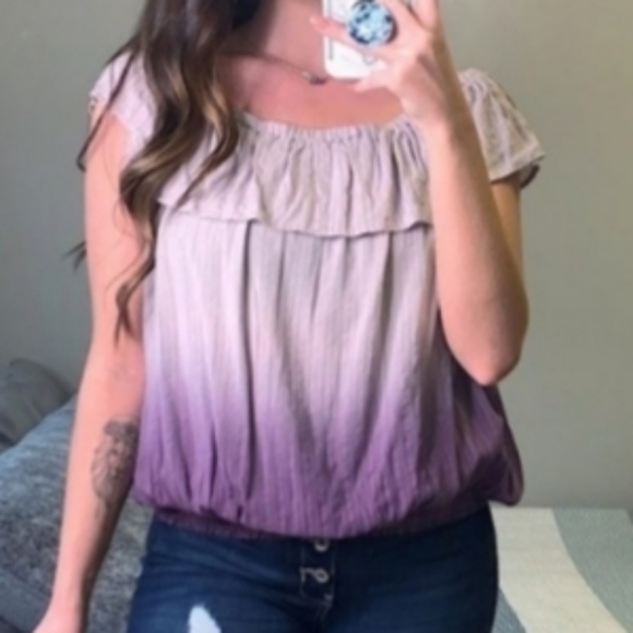 *HP* Easel NWT Off Shoulder Dip Dye Top S - Picture 2 of 7